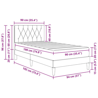 Bettgestell mit Matratze Schwarz 90 x 190 cm Samt