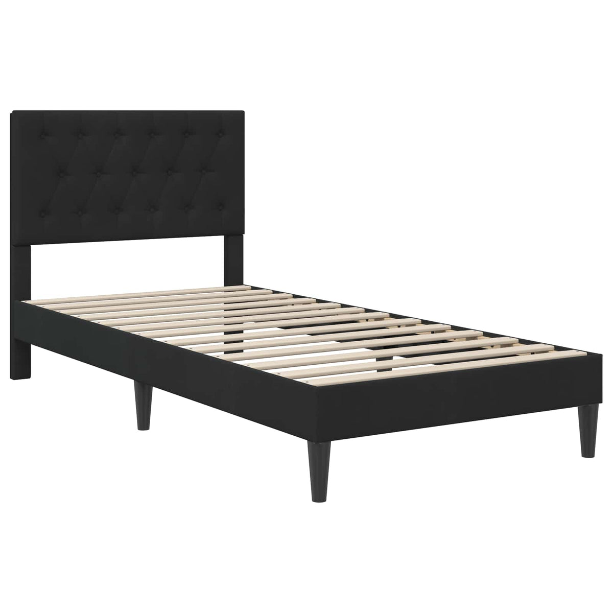 Bettgestell mit Matratze mit Kopfteil Schwarz 90 x 200 cm Samt