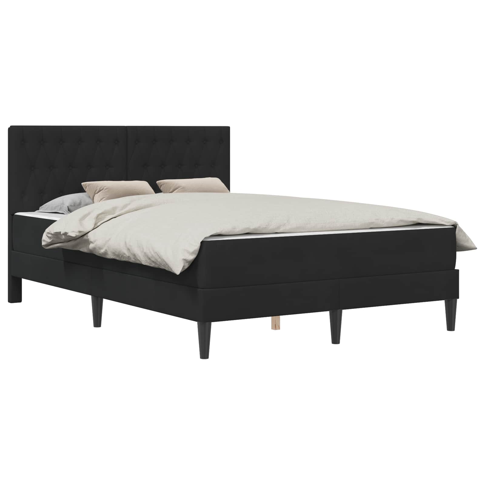 Bettgestell mit Matratze mit Kopfteil Schwarz 140 x 200 cm Samt