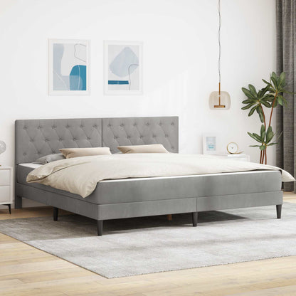 Bettgestell mit Matratze Hellgrau 180 x 200 cm Samt