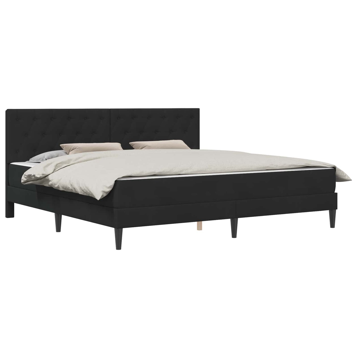 Bettgestell mit Matratze mit Kopfteil Schwarz 180 x 200 cm Samt