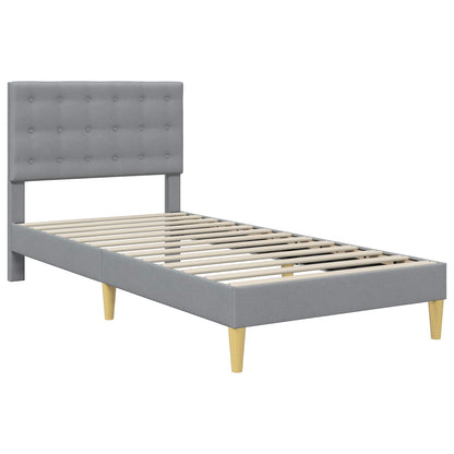 Bettgestell mit Matratze Hellgrau 80 x 200 cm Stoff