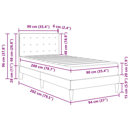 Bettgestell mit Matratze Dunkelgrau 90 x 200 cm Stoff