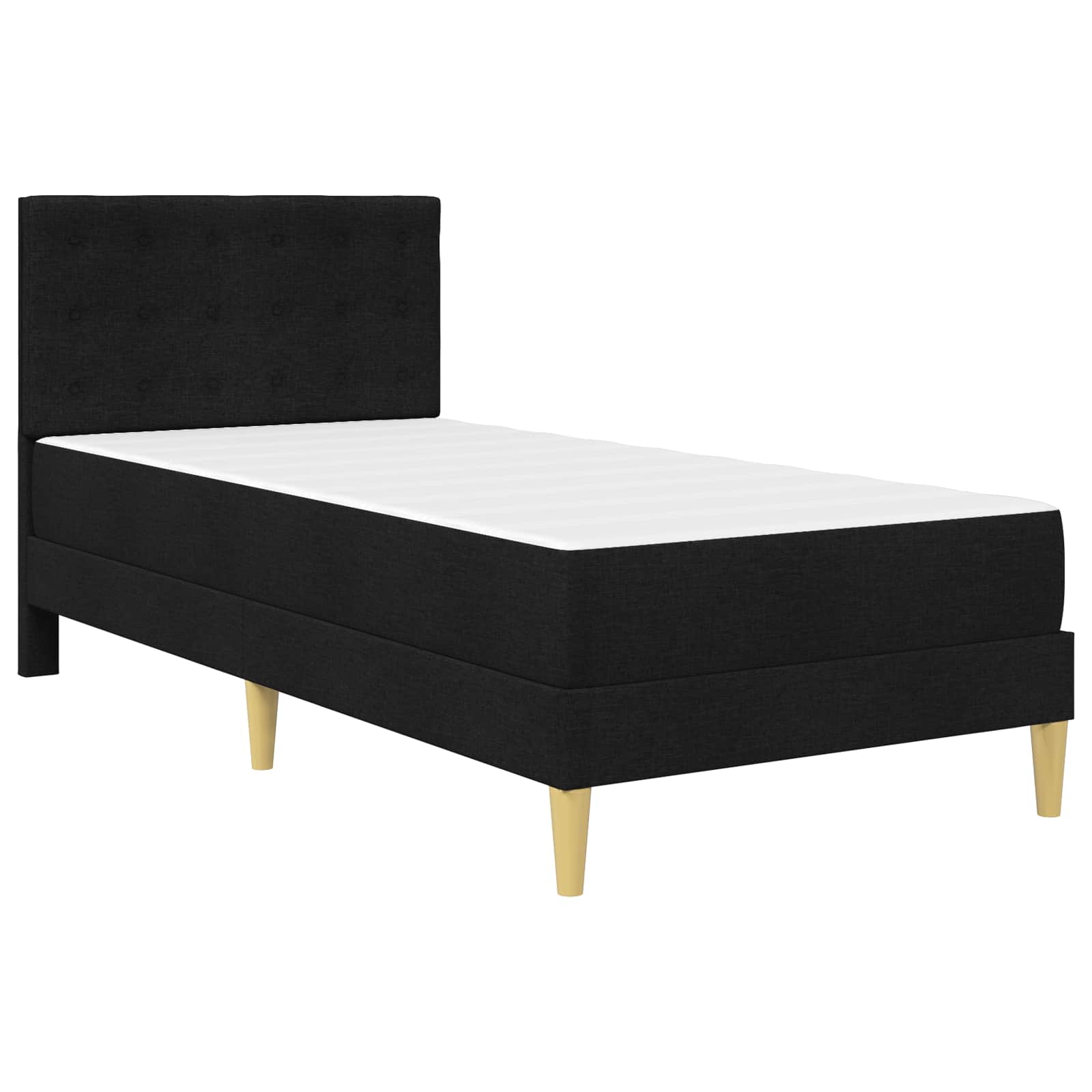 Bettgestell mit Matratze mit Kopfteil Schwarz 90 x 200 cm Stoff