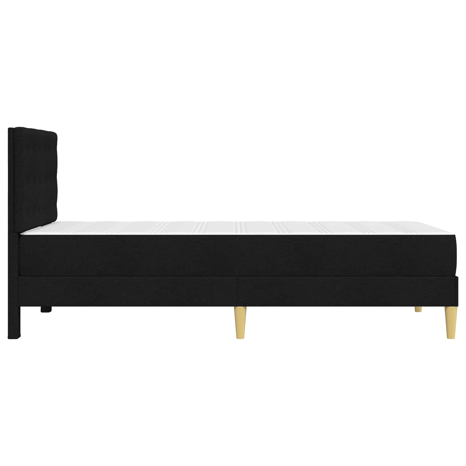 Bettgestell mit Matratze mit Kopfteil Schwarz 90 x 200 cm Stoff