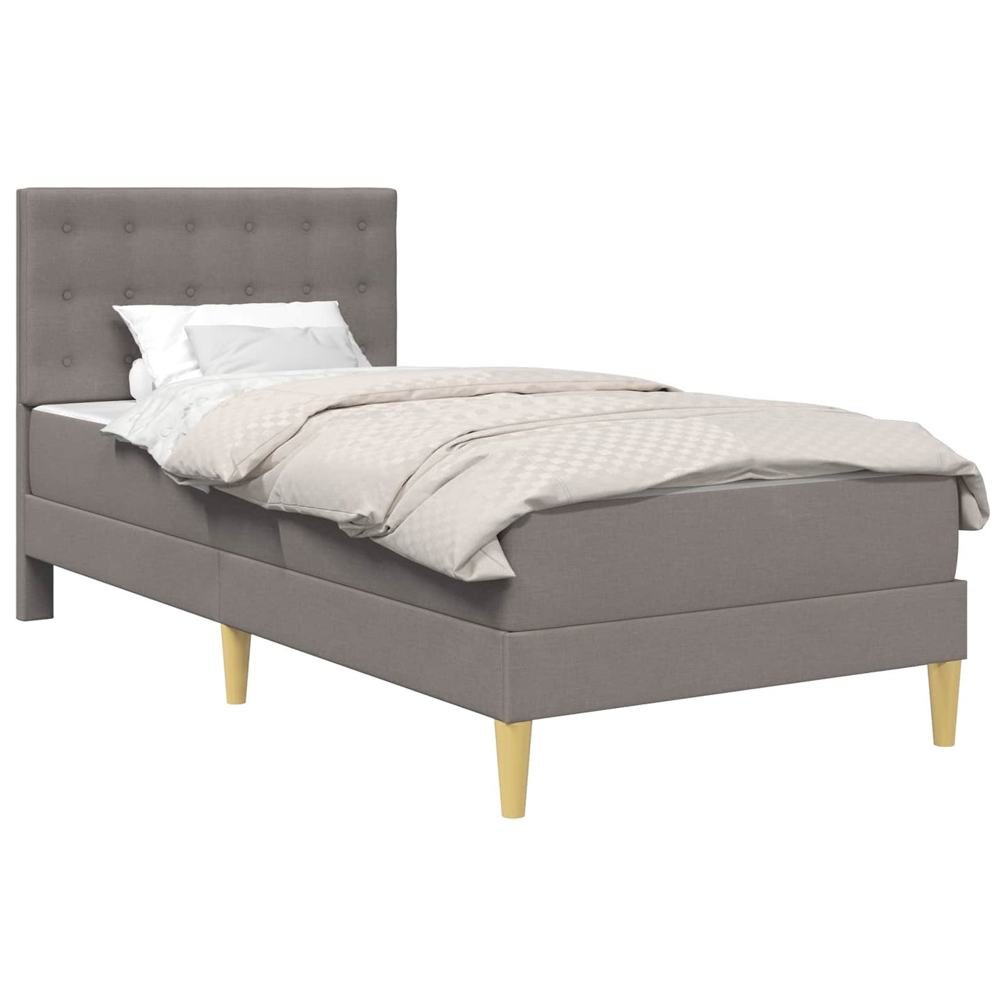 Bettgestell mit Matratze mit Kopfteil Taupe 100 x 200 cm Stoff
