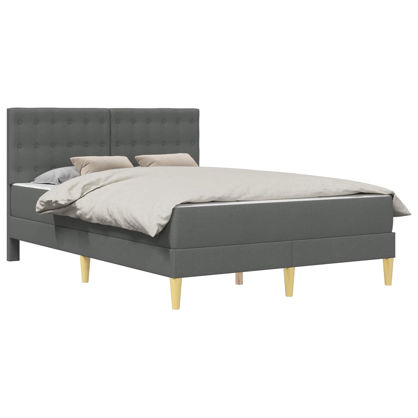 Bettgestell mit Matratze Dunkelgrau 140 x 190 cm Stoff