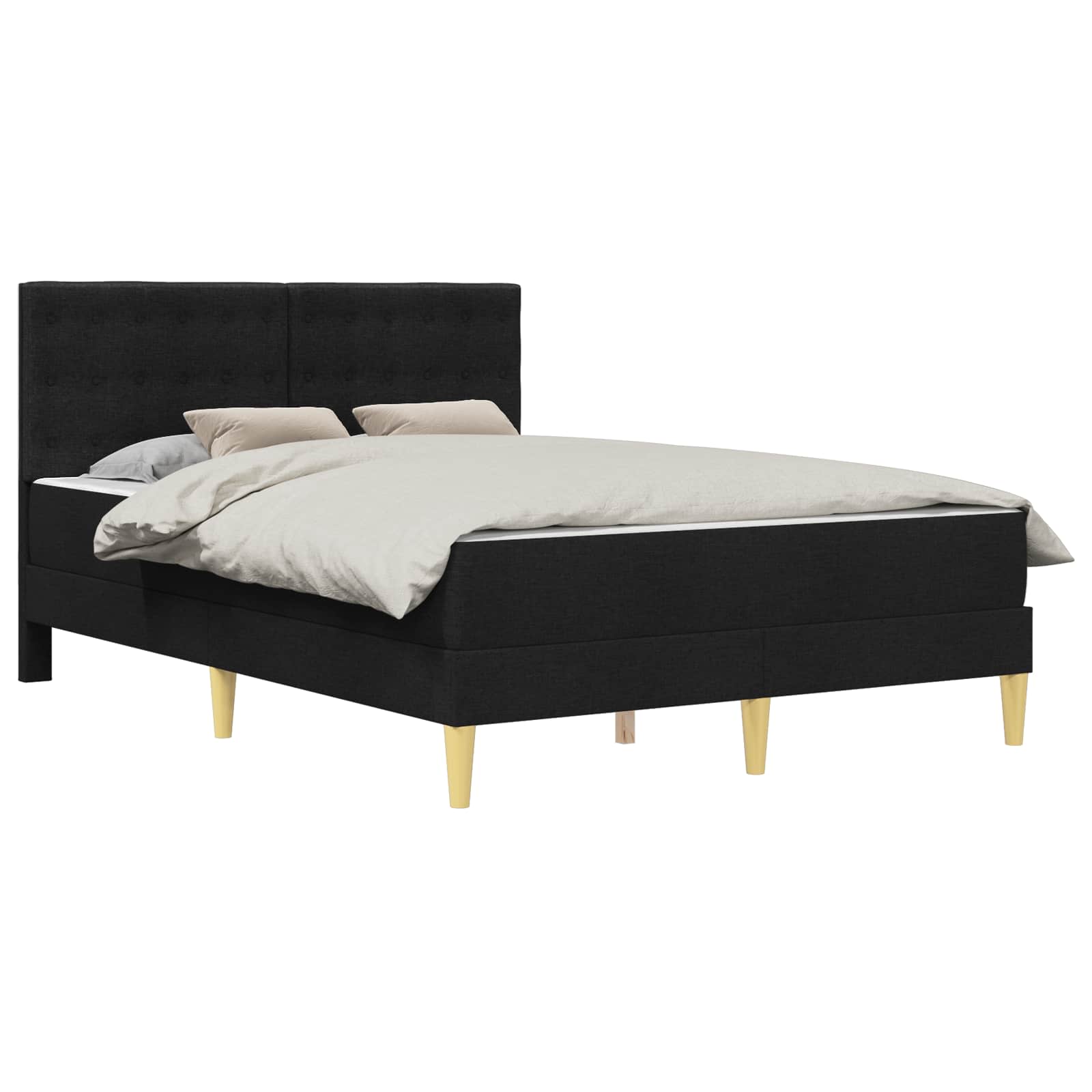 Bettgestell mit Matratze Schwarz 140 x 200 cm Stoff