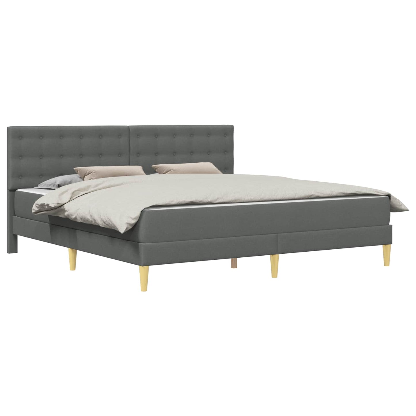 Bettgestell mit Matratze Dunkelgrau 180 x 200 cm Stoff