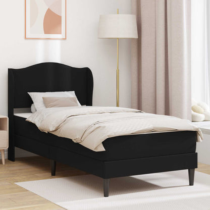 Bettgestell mit Matratze Schwarz 90 x 200 cm Kunstleder
