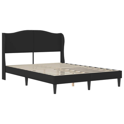 Bettgestell mit Matratze Schwarz 140 x 190 cm Kunstleder