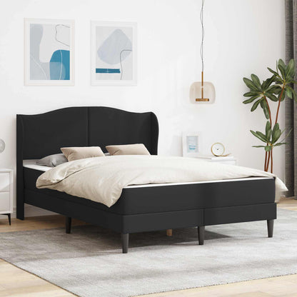 Bettgestell mit Matratze Schwarz 160 x 200 cm Kunstleder