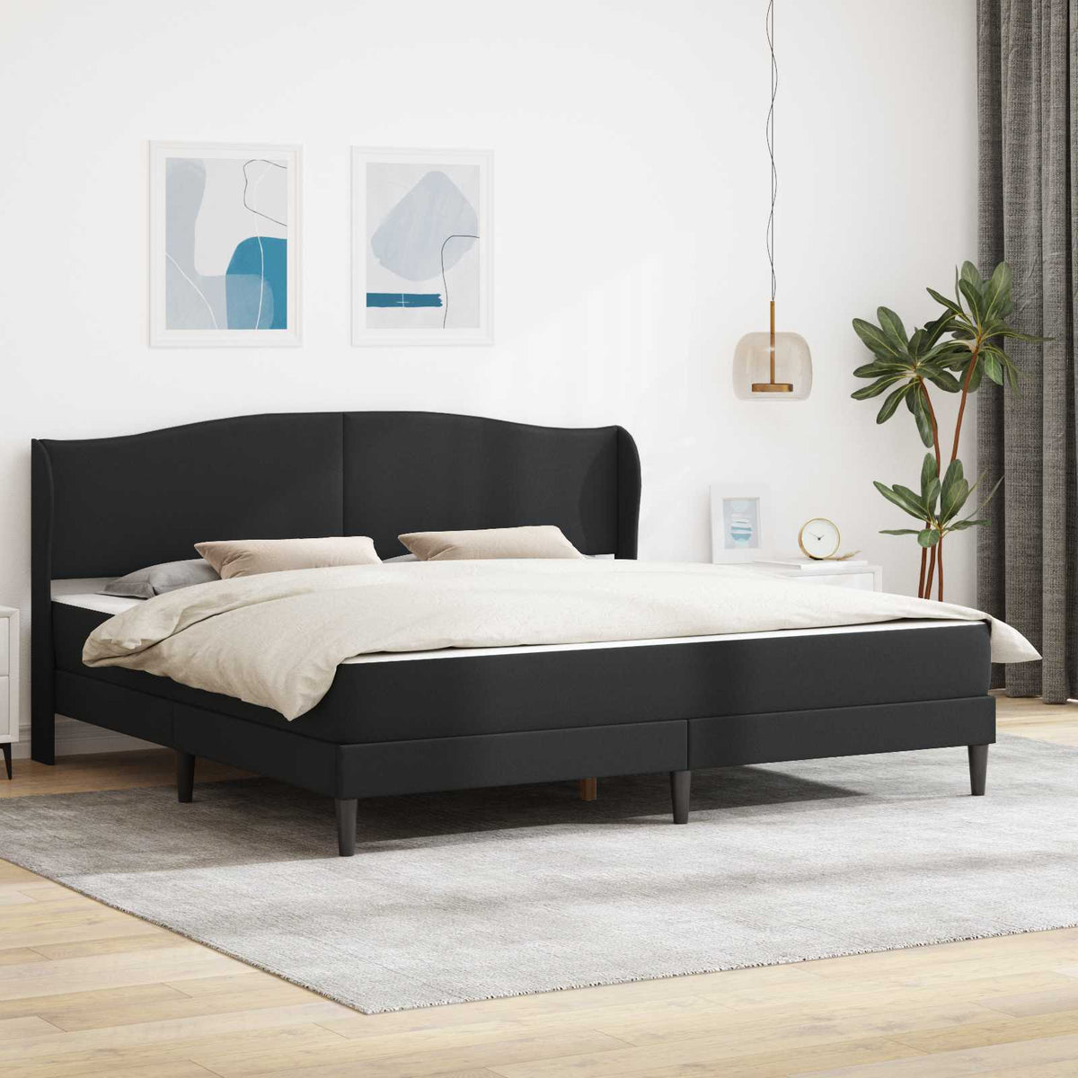 Bettgestell mit Matratze Schwarz 180 x 200 cm Kunstleder