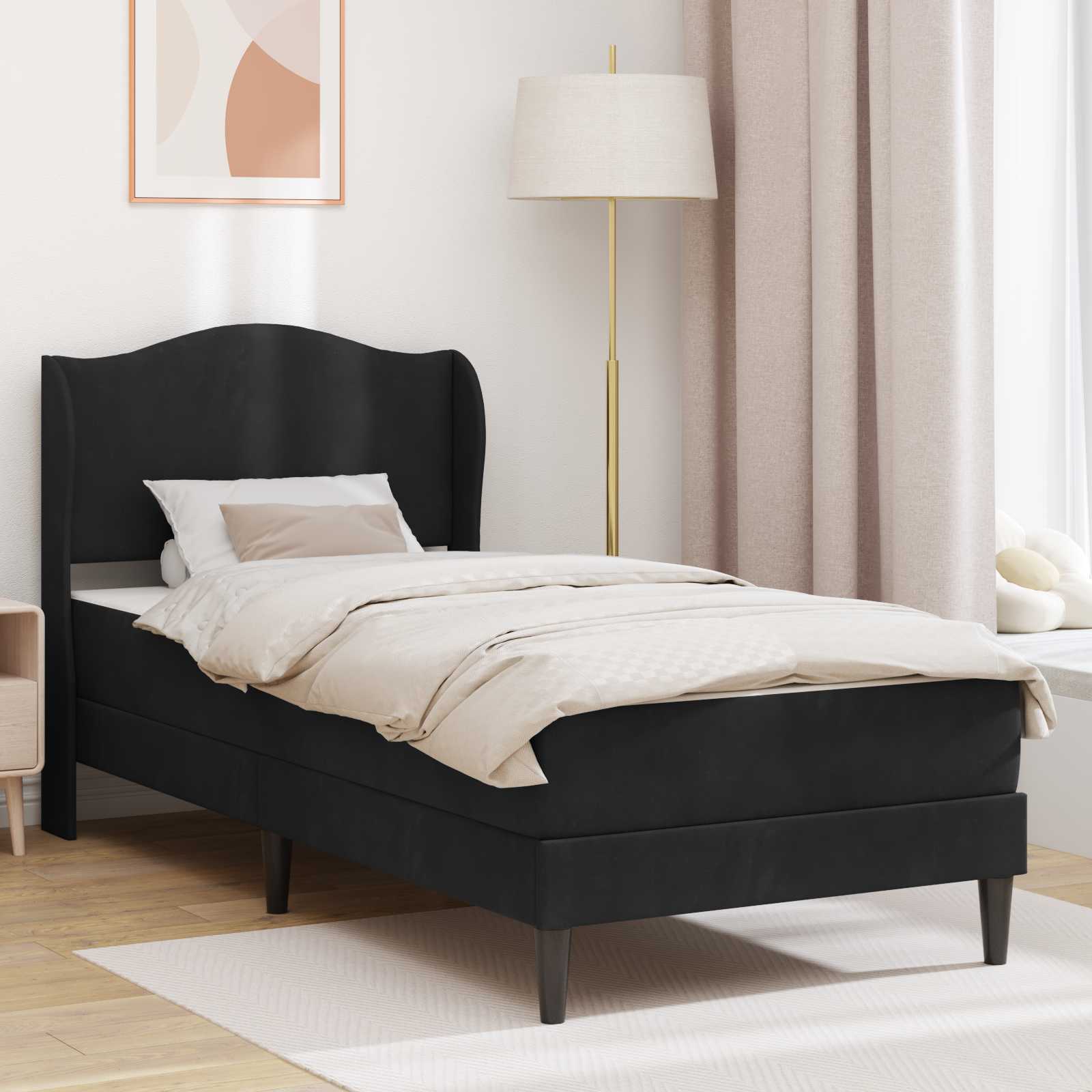 Bettrahmen mit Kopfteil Schwarz 80 x 200 cm Samt
