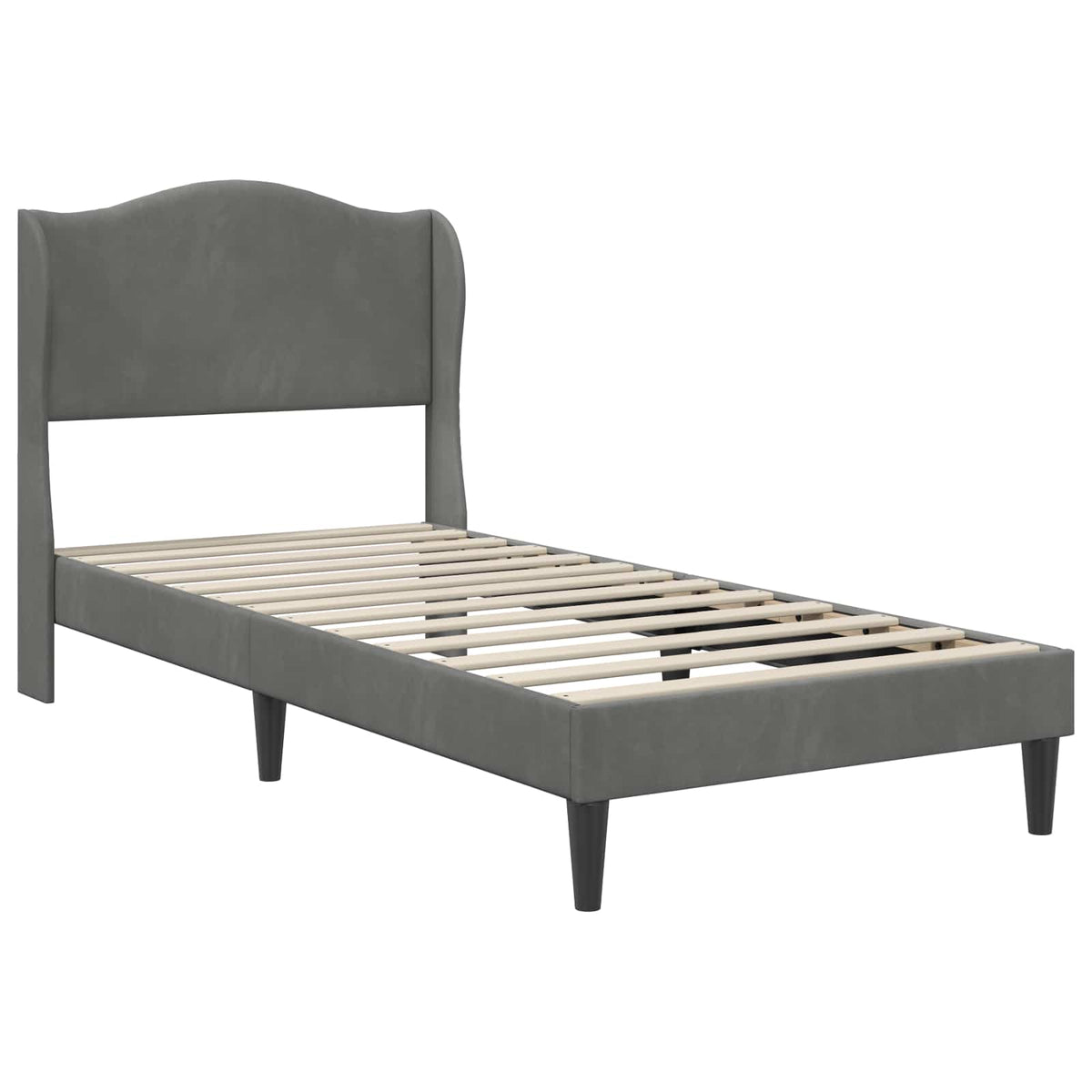 Bettgestell mit Matratze Dunkelgrau 100 x 200 cm Samt