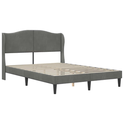 Bettgestell mit Matratze Dunkelgrau 160 x 200 cm Samt