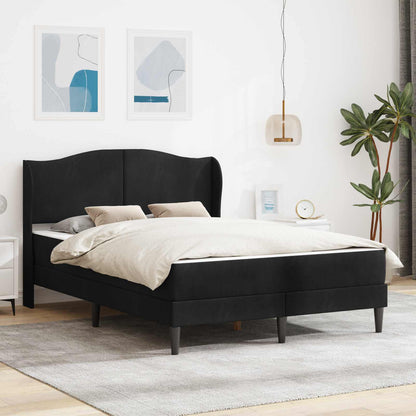 Bettgestell mit Matratze Schwarz 160 x 200 cm Samt