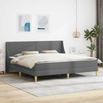 Bettgestell mit Matratze Dunkelgrau 180 x 200 cm Stoff