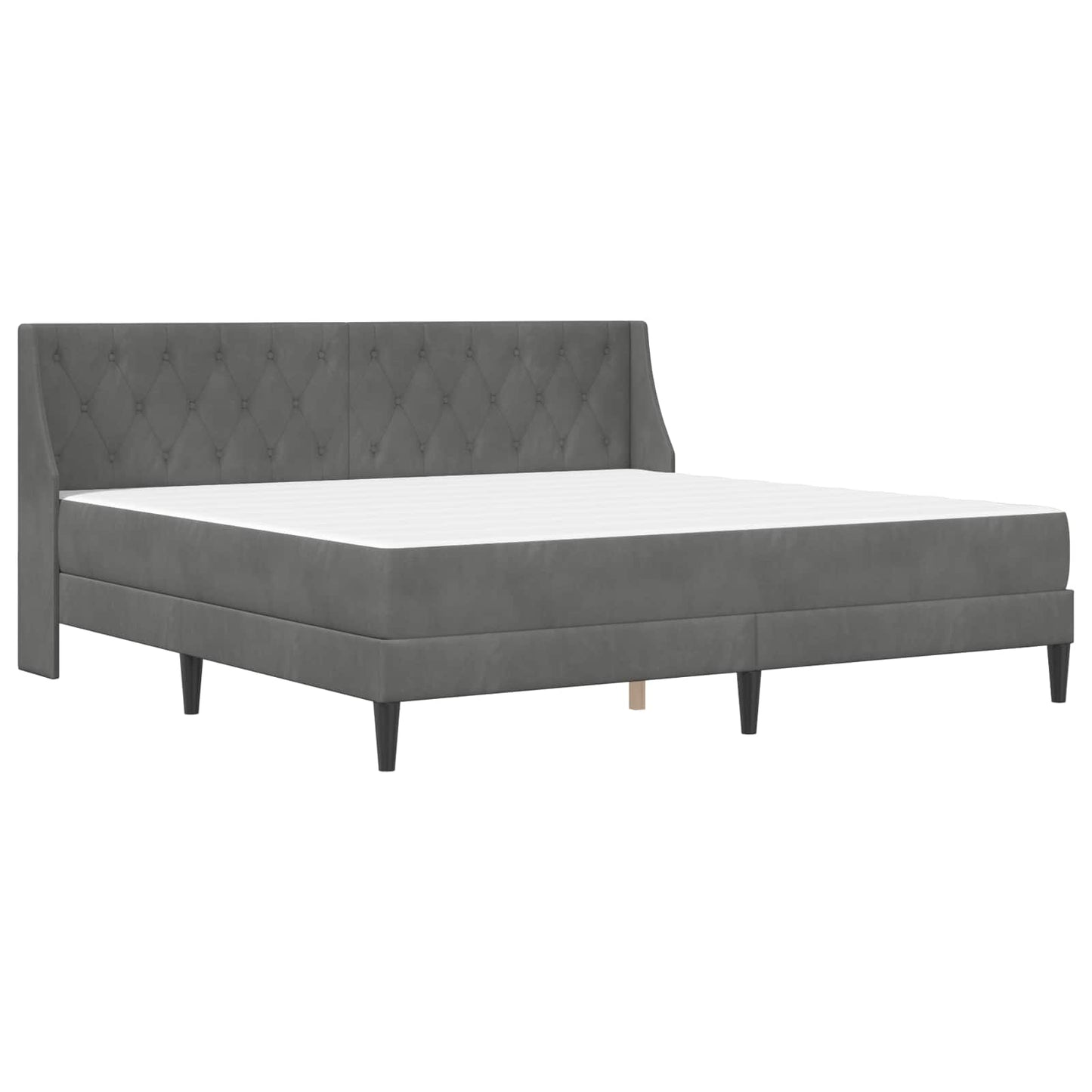 Bettgestell mit Matratze Dunkelgrau 200 x 200 cm Samt