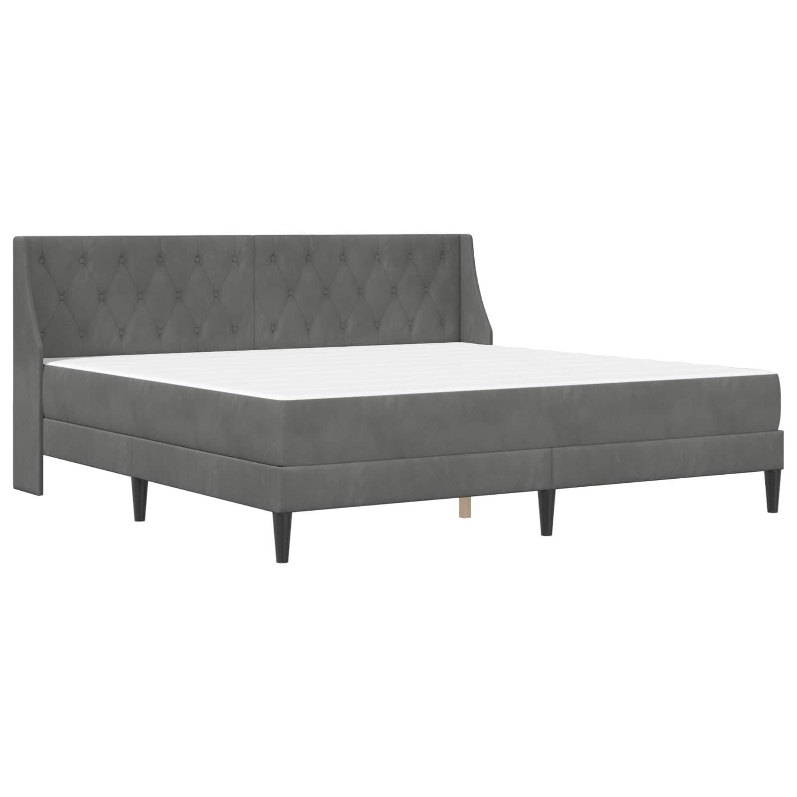 Bettgestell mit Matratze Dunkelgrau 200 x 200 cm Samt