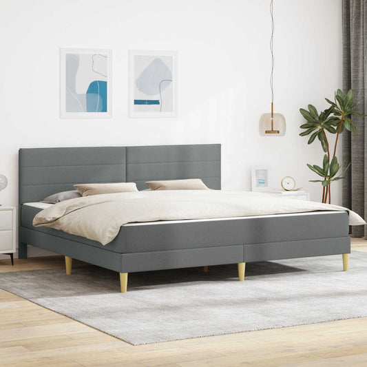 Bettgestell mit Matratze Dunkelgrau 180 x 200 cm Stoff