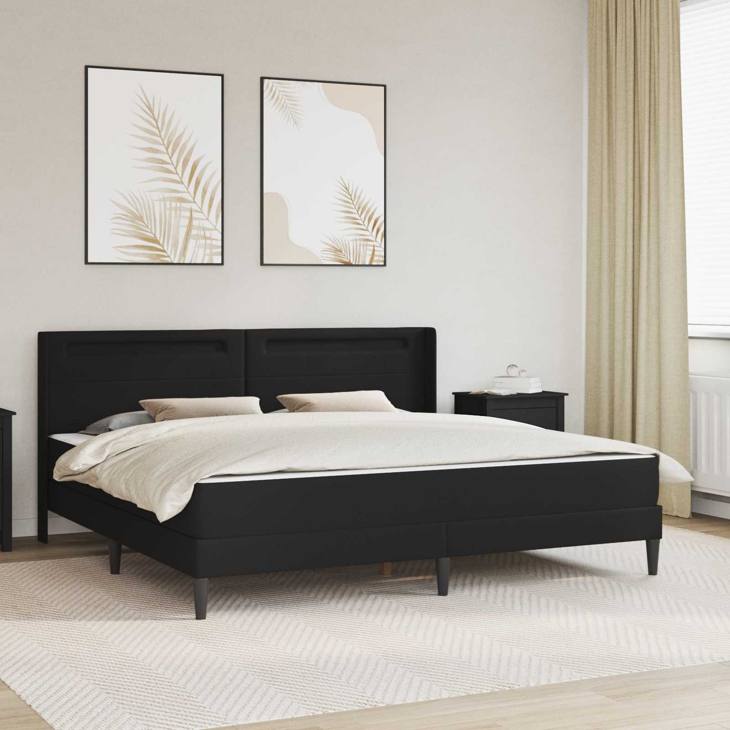 Bettgestell mit Matratze Schwarz 180 x 200 cm Kunstleder