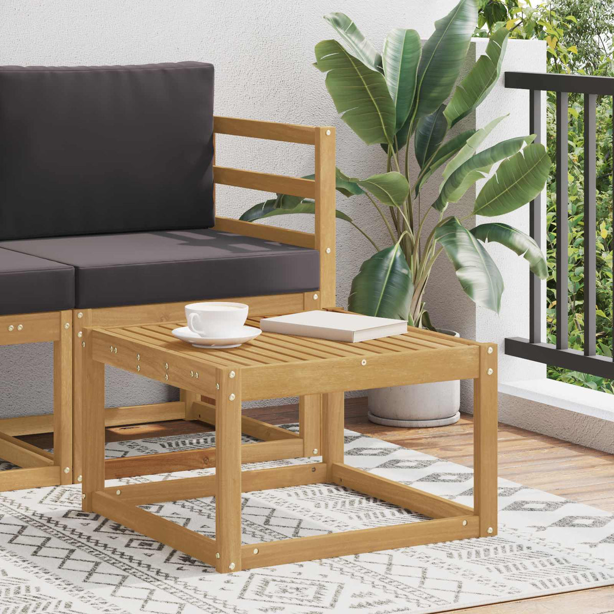 Tisch für Outdoor Massivholz Akazie Weiß 59 x 59 x 37 cm