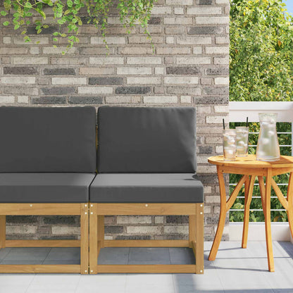 Outdoor-Sofagarnitur Massivholz Akazie Whitewash und Anthrazit