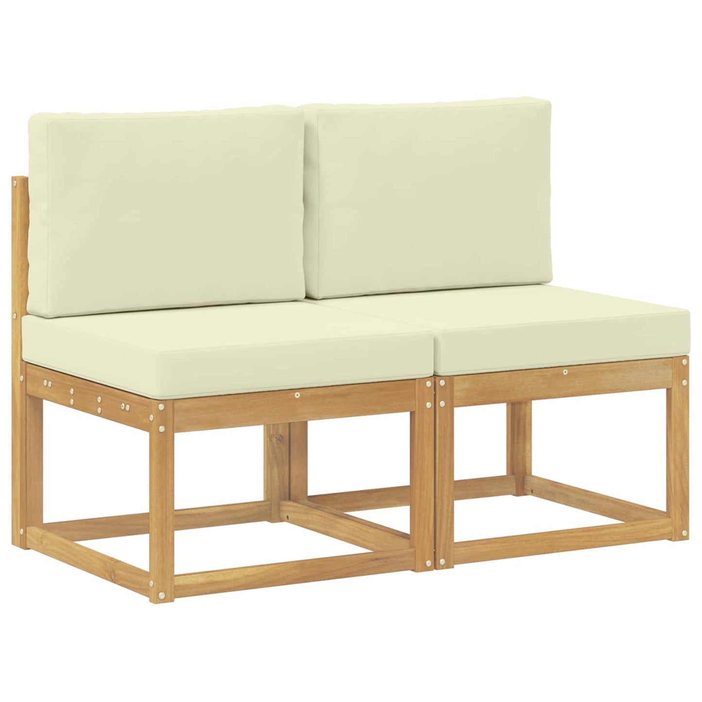 2 Stk. Outdoor Mittelsofa Massivholz Akazie Weiß