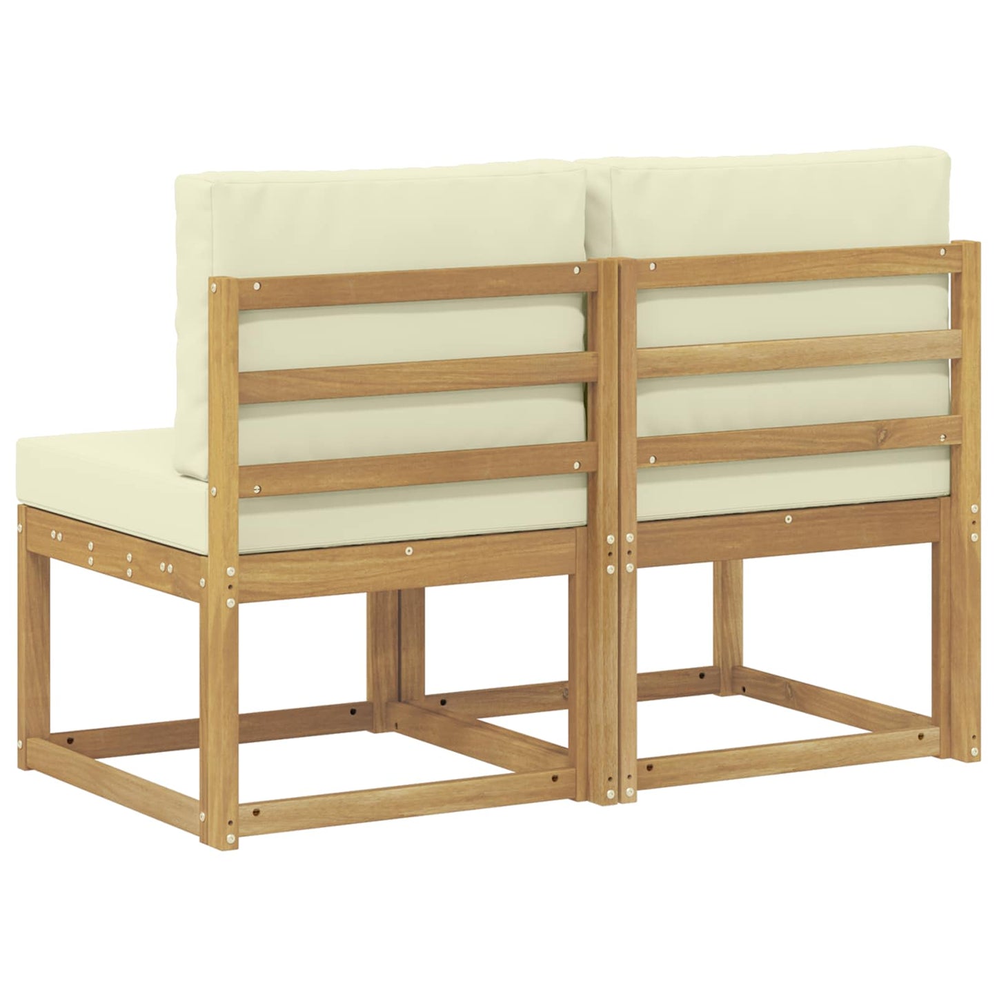 2 Stk. Outdoor Mittelsofa Massivholz Akazie Weiß