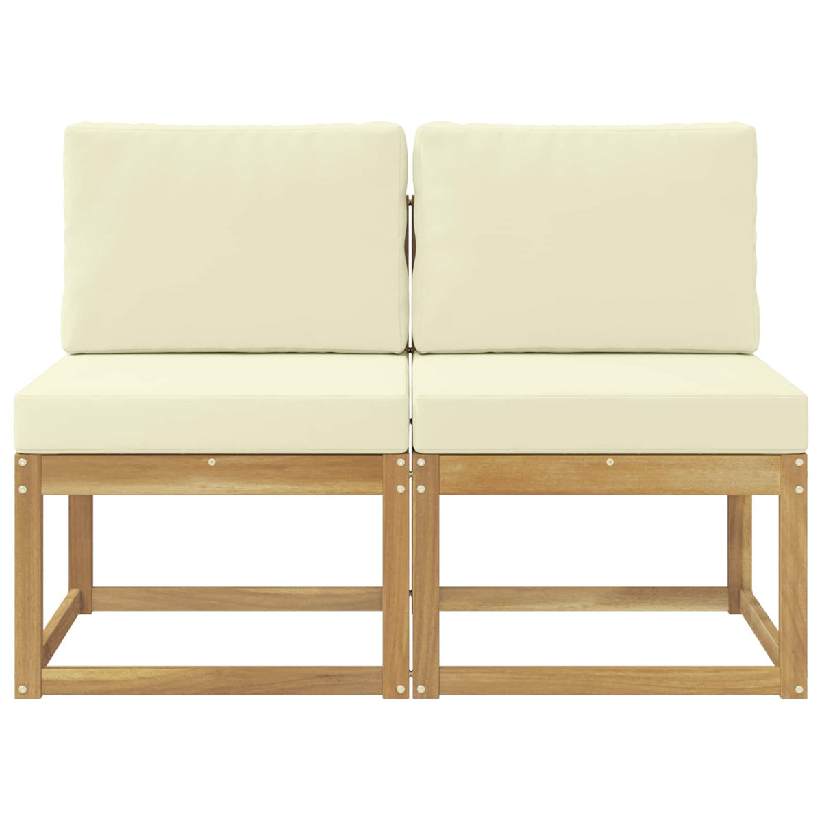 2 Stk. Outdoor Mittelsofa Massivholz Akazie Weiß