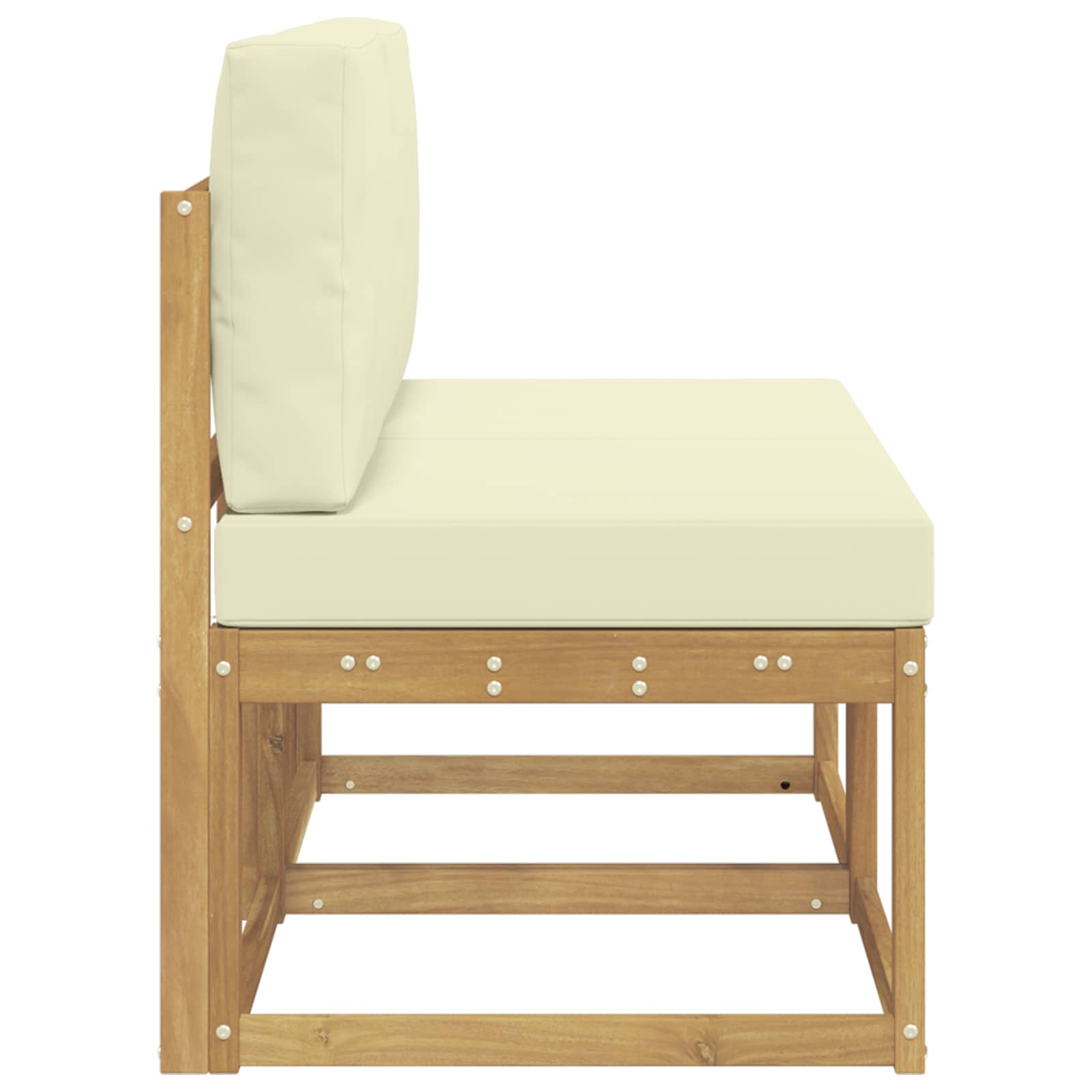 2 Stk. Outdoor Mittelsofa Massivholz Akazie Weiß