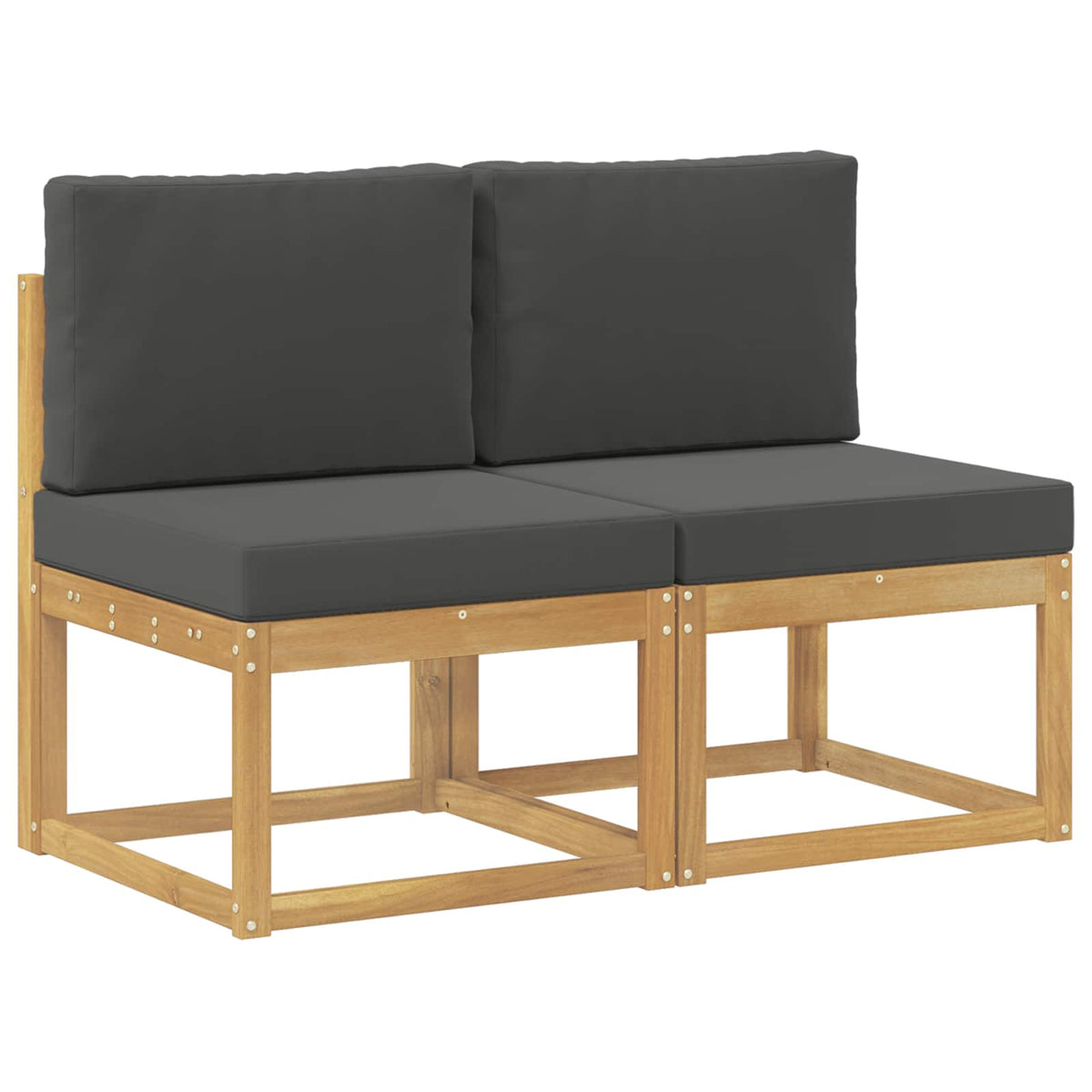 2 Stück Outdoor Mittelsofa Massivholz Akazie Weiß