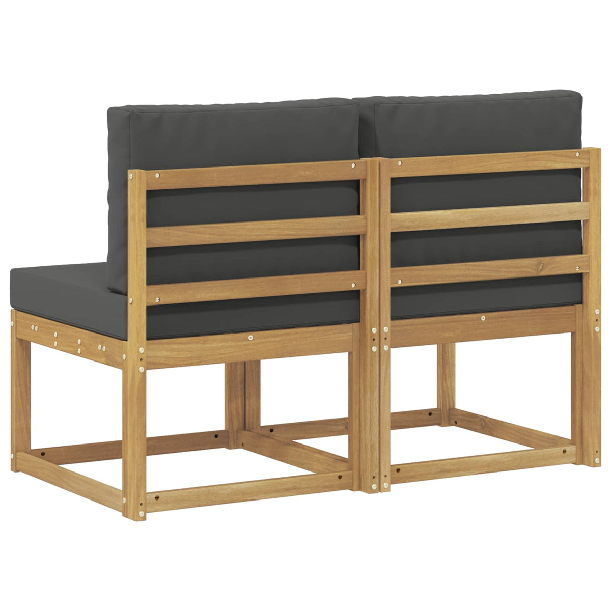 2 Stück Outdoor Mittelsofa Massivholz Akazie Weiß