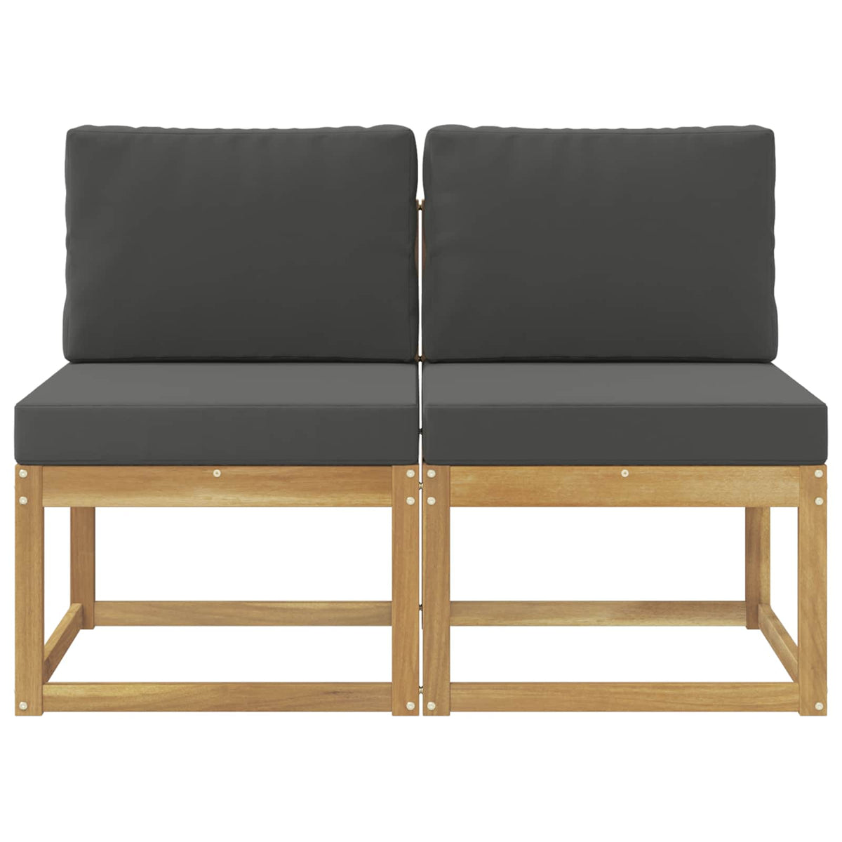 2 Stück Outdoor Mittelsofa Massivholz Akazie Weiß