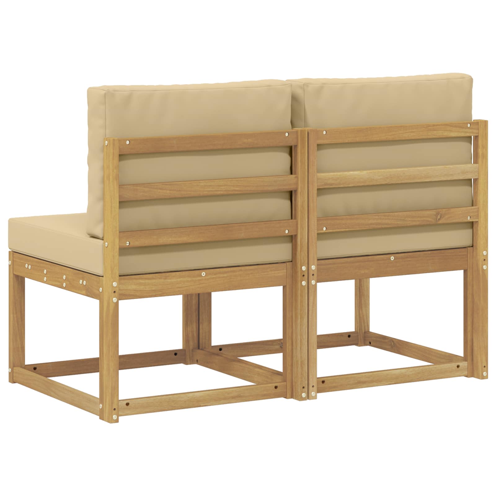 2 Stück Outdoor Mittelsofa Massivholz Akazie Weiß