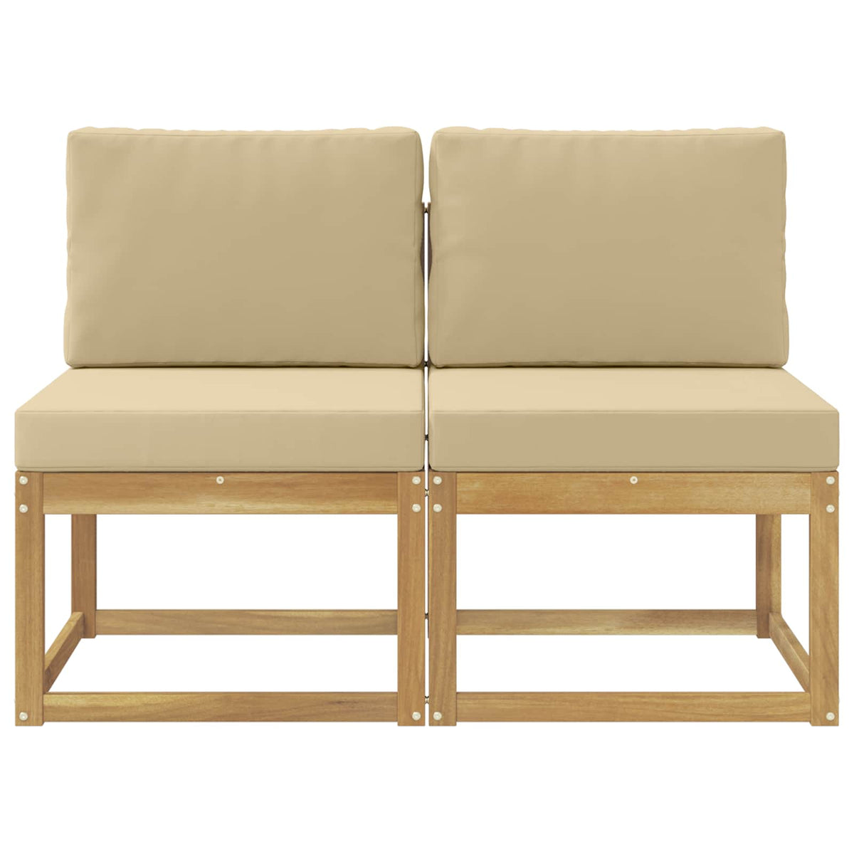 2 Stück Outdoor Mittelsofa Massivholz Akazie Weiß
