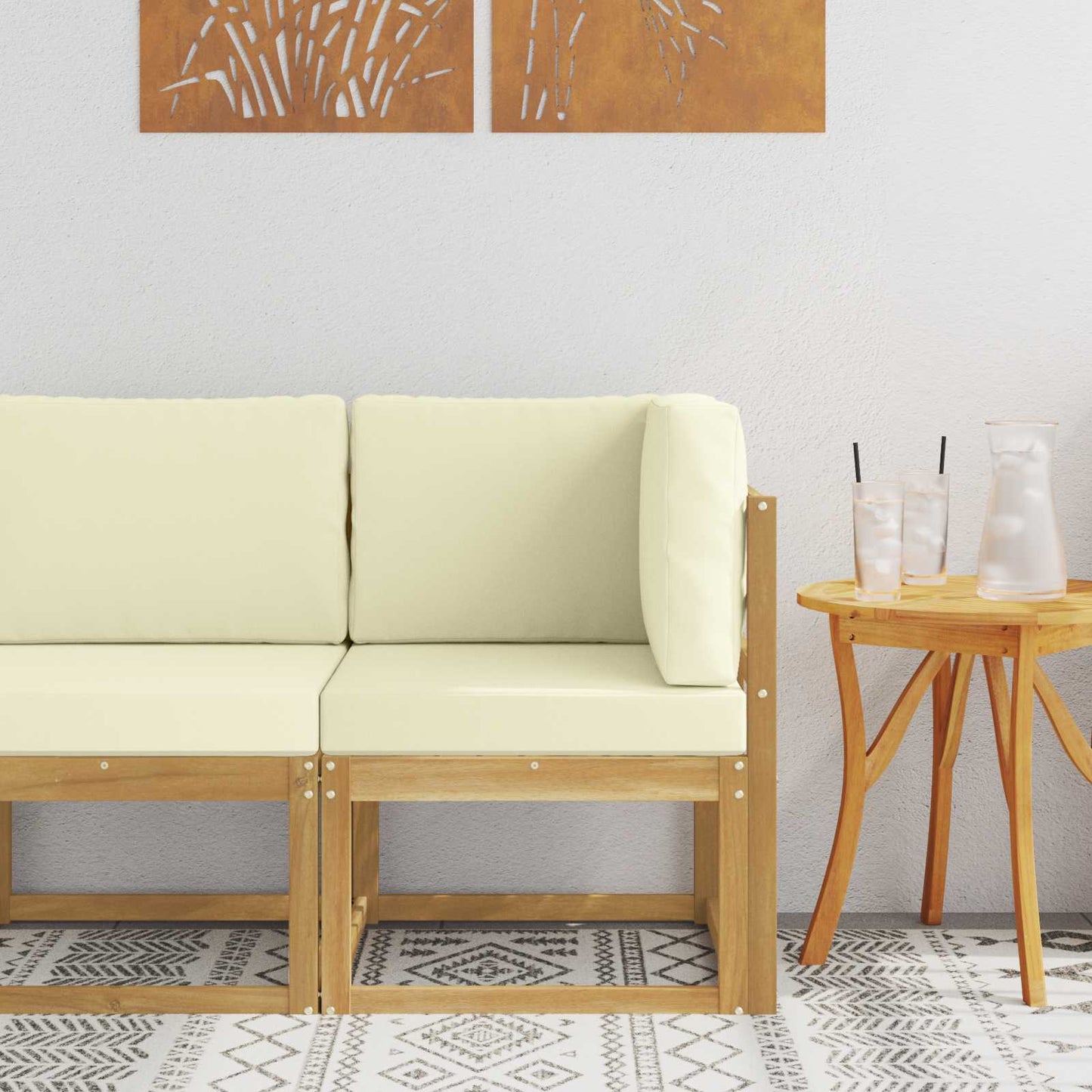 Outdoor Ecksofa Massivholz Akazie Weiß