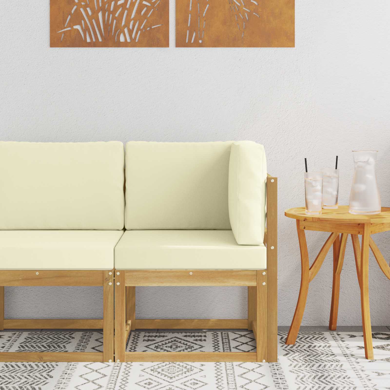 Outdoor Ecksofa Massivholz Akazie Weiß