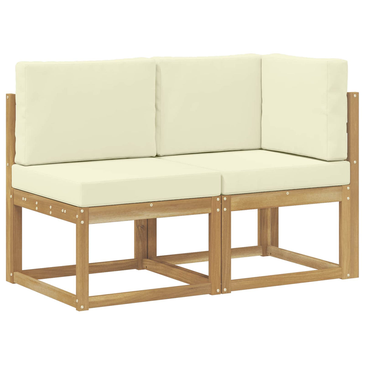 Outdoor Mittel- und Ecksofa 2 Stück Weiß Massivholz Akazie