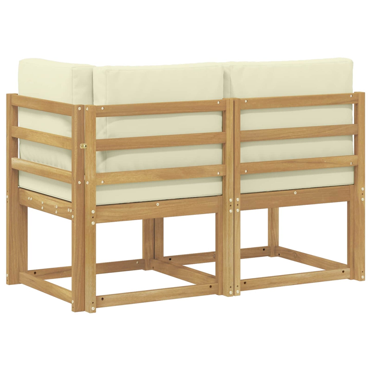 Outdoor Mittel- und Ecksofa 2 Stück Weiß Massivholz Akazie