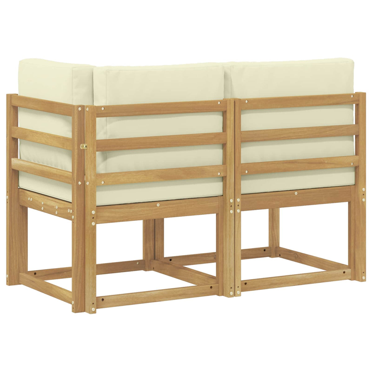 Outdoor Mittel- und Ecksofa 2 Stück Weiß Massivholz Akazie