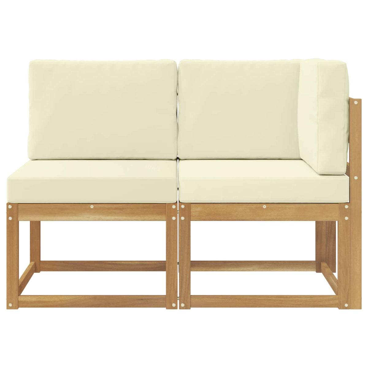 Outdoor Mittel- und Ecksofa 2 Stück Weiß Massivholz Akazie