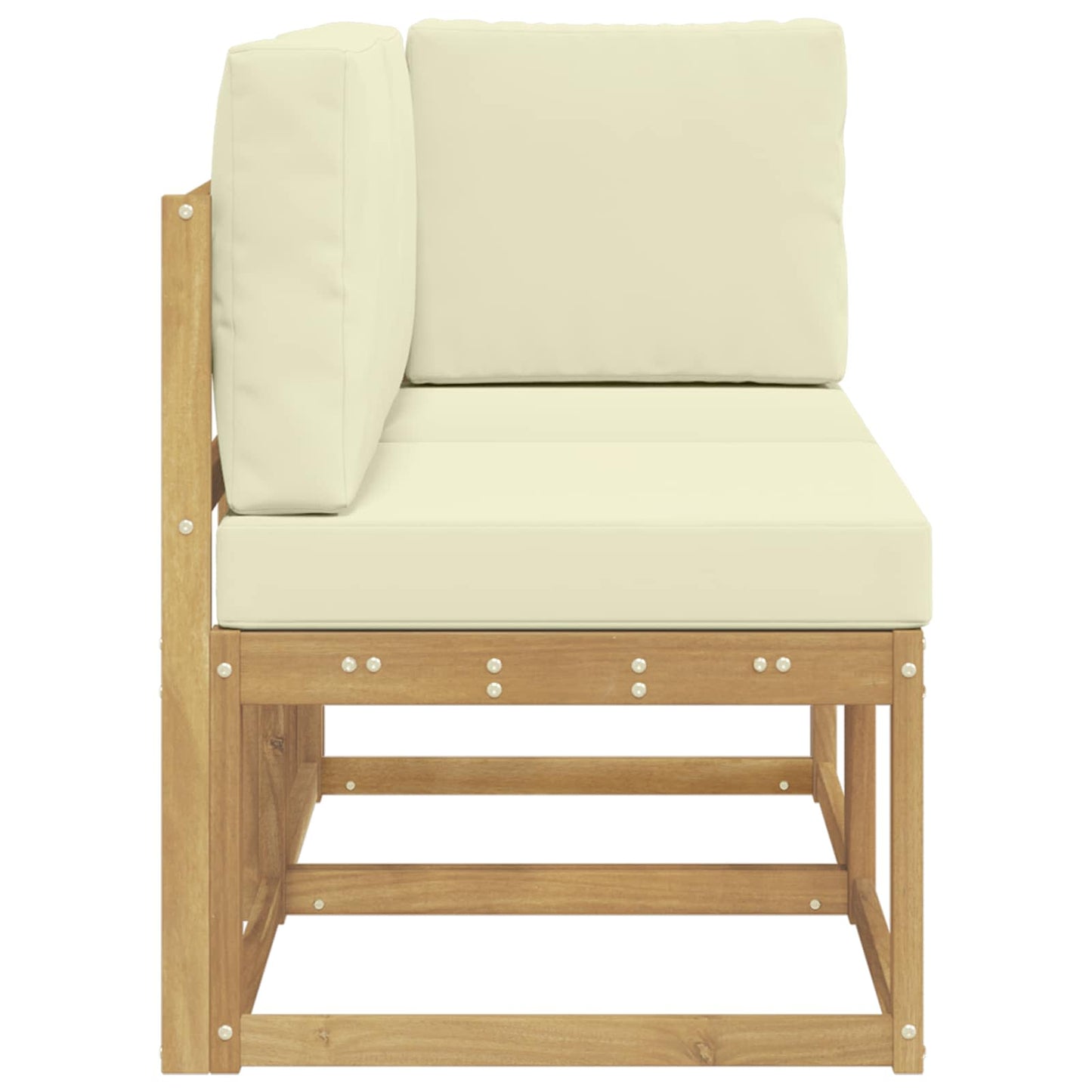 Outdoor Mittel- und Ecksofa 2 Stück Weiß Massivholz Akazie