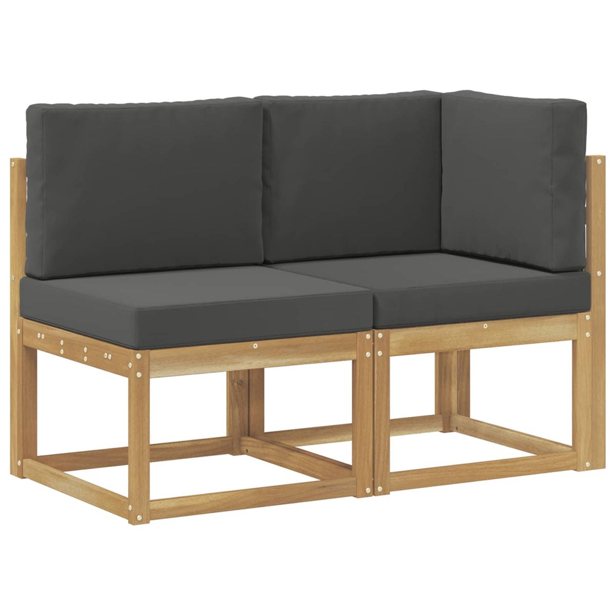 Outdoor Mittel- und Ecksofa 2 Stück Weiß Massivholz Akazie