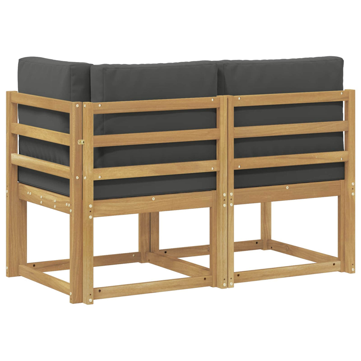 Outdoor Mittel- und Ecksofa 2 Stück Weiß Massivholz Akazie