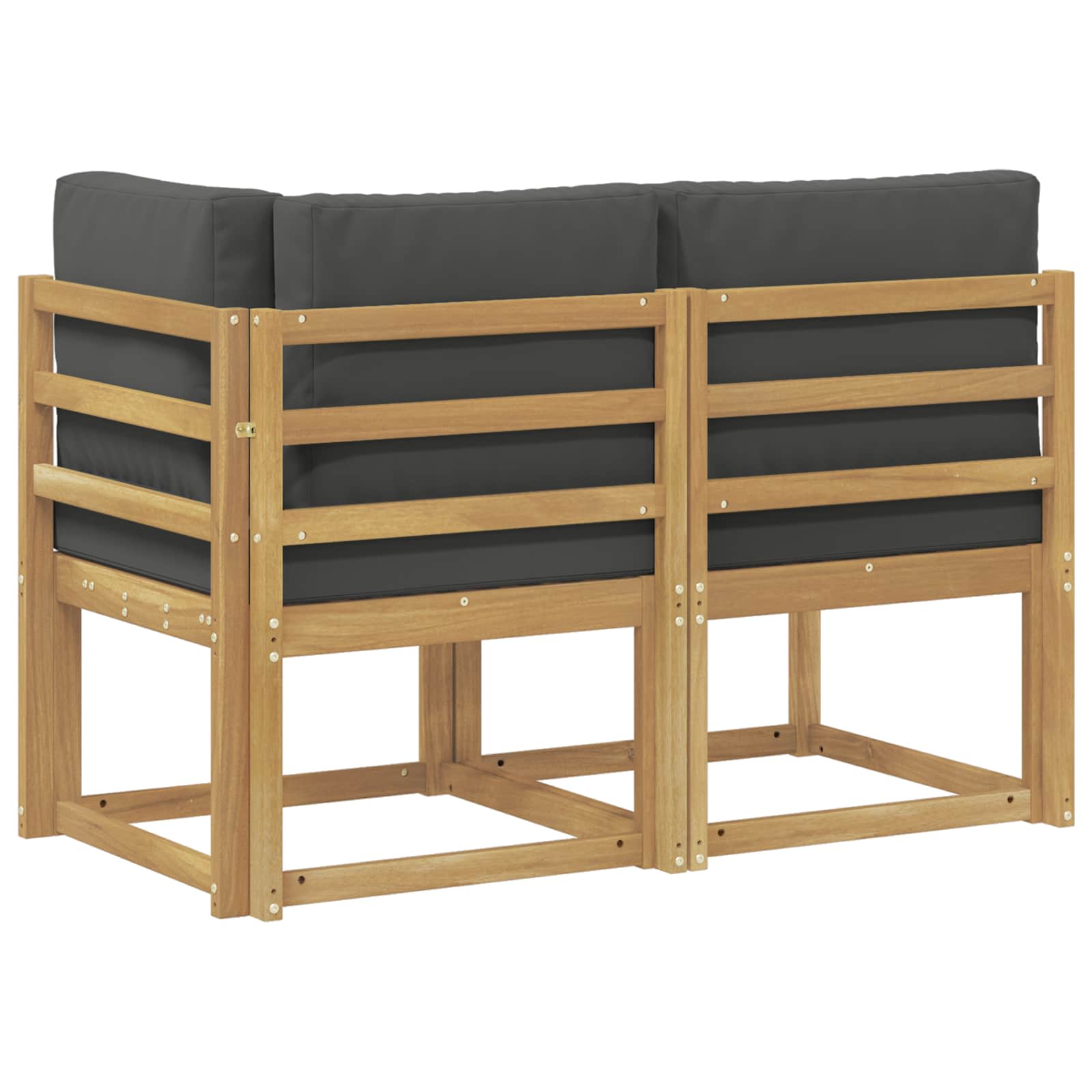 Outdoor Mittel- und Ecksofa 2 Stück Weiß Massivholz Akazie