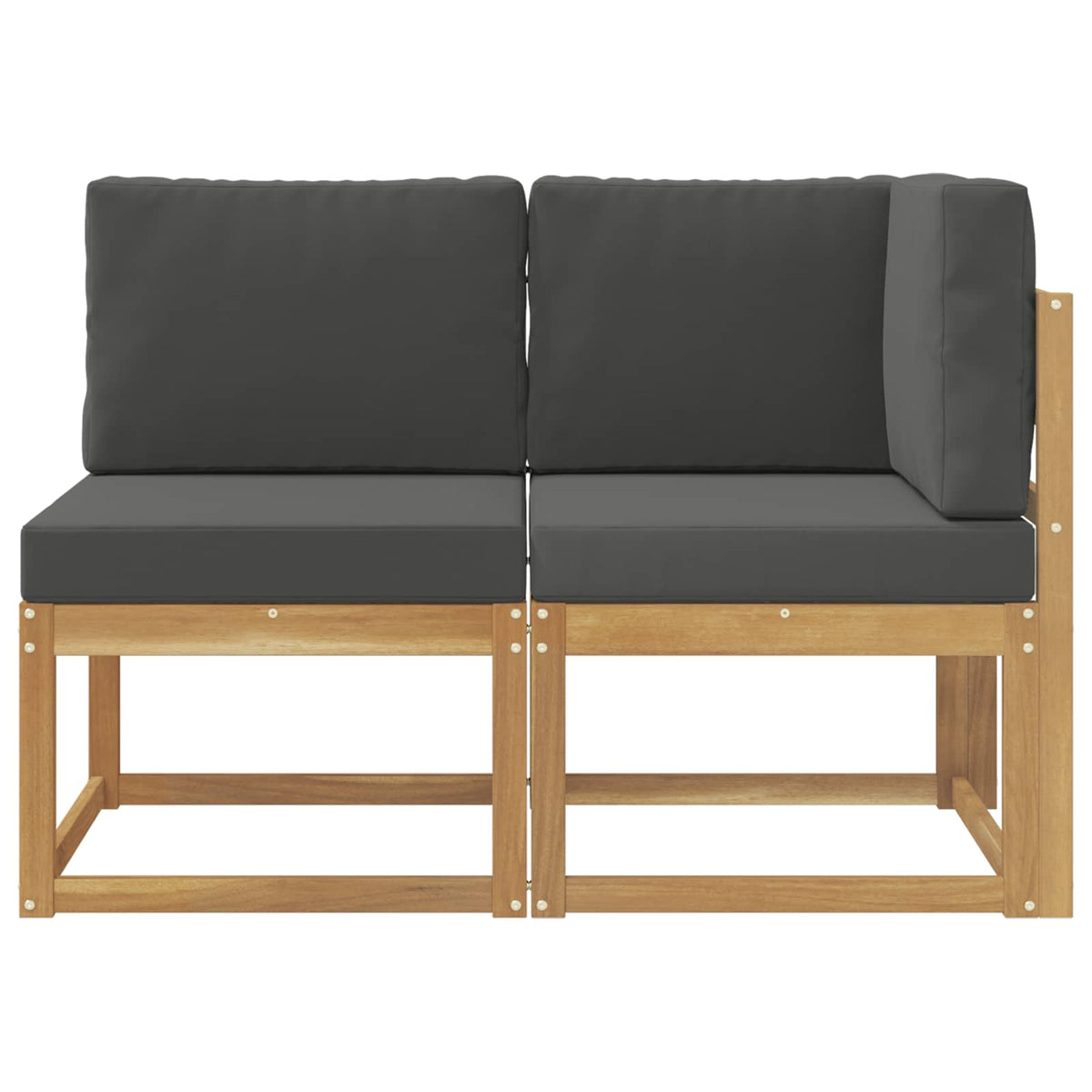 Outdoor Mittel- und Ecksofa 2 Stück Weiß Massivholz Akazie