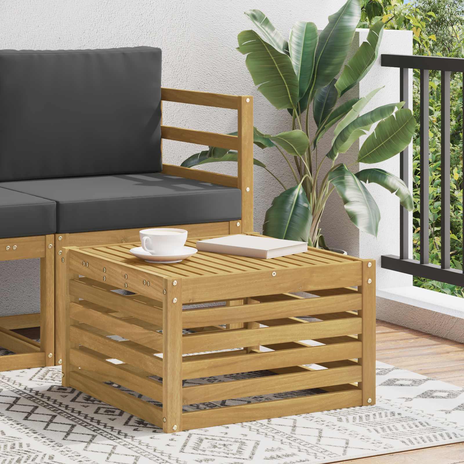 Tisch für Outdoor Massivholz Akazie Weiß 59 x 59 x 37 cm