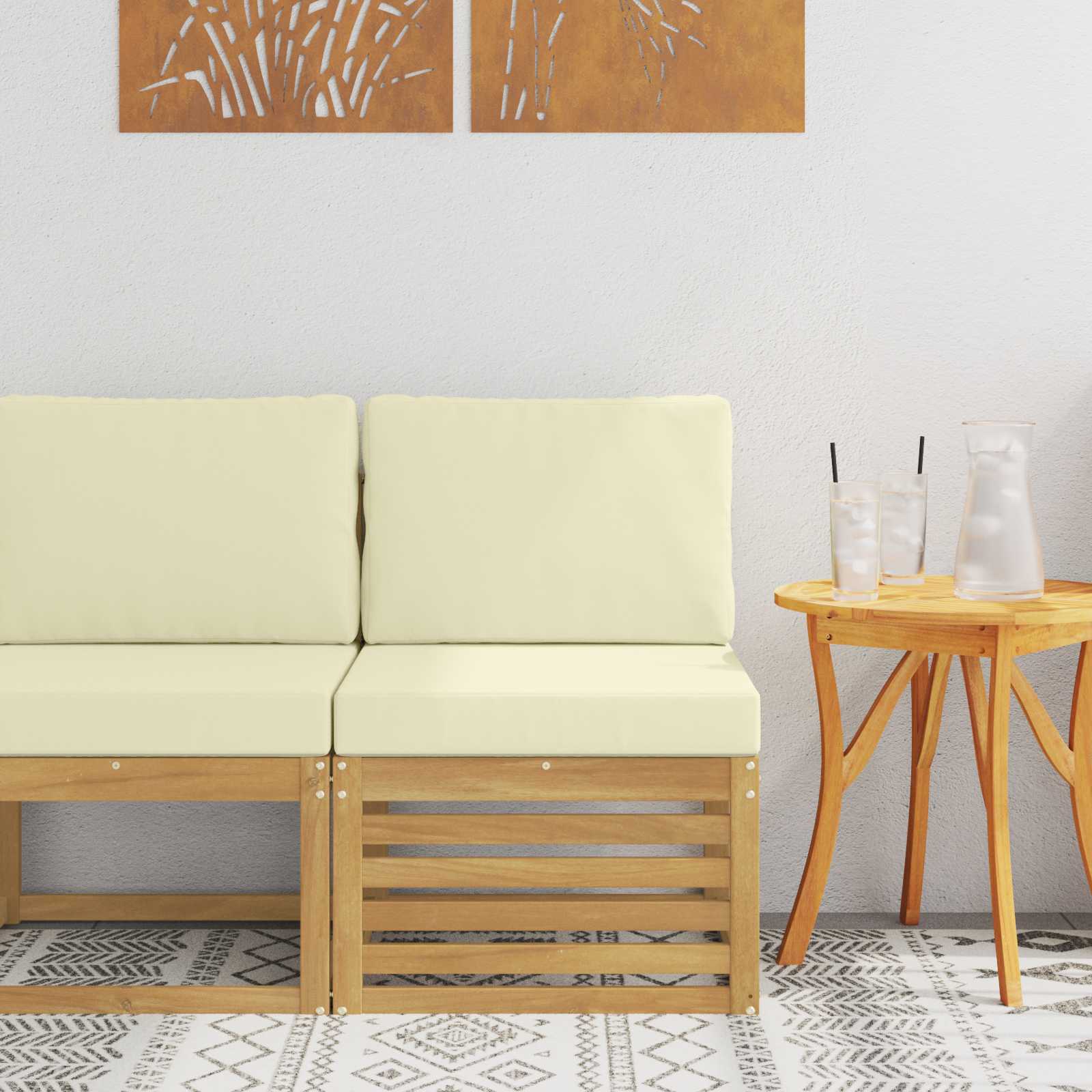 Outdoor Mittelsofa Massivholz Akazie Weiß
